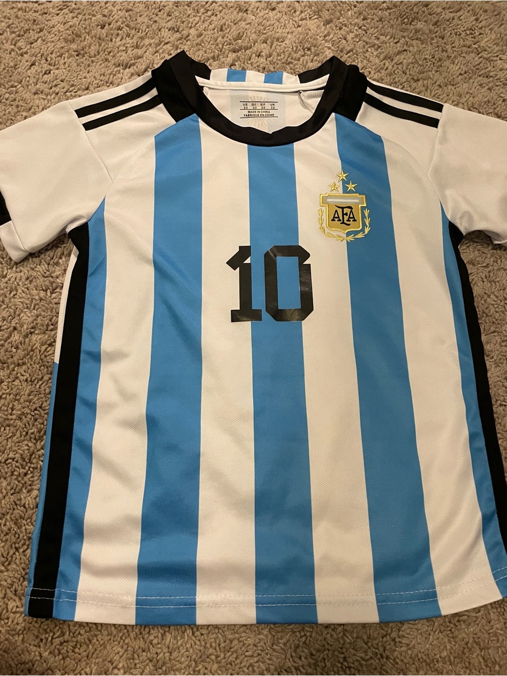 Lionel Messi Argentina #10 Soccer Jersey - White & Sky Blue - Picture 2 of 2